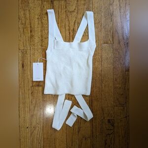 NWT Aritzia Wilfred Knit Backless Tie Tank New Cayenne in Espace XS